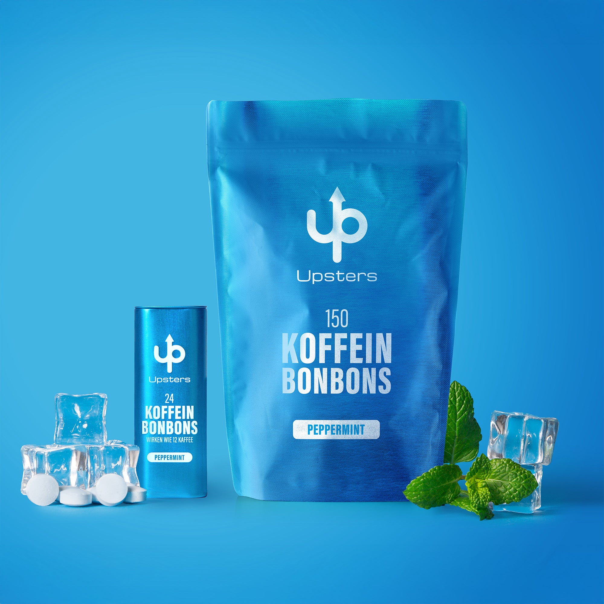 Refillpack Koffeinbonbons Peppermint + Dose