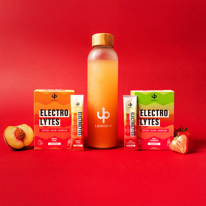Upsters Electrolytes Bundle mit Flasche – Perfect Peach &amp; Sweet Strawberry