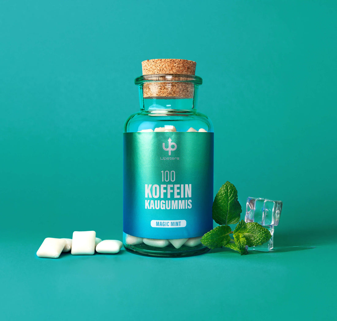 Koffein Kaugummi Magic Mint – 60 mg Koffein, vegan, zuckerfrei - Vorratsglas
